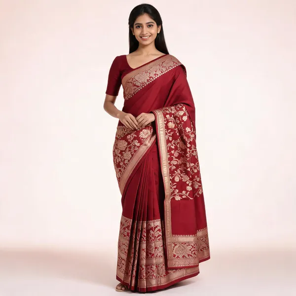 Maroon_Katan_Silk_Zari_Work_Banarasi_Saree_For_Women