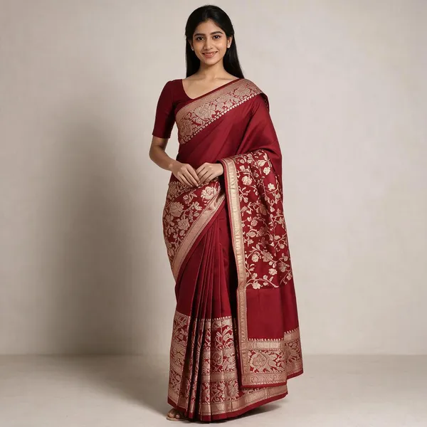 Maroon_Katan_Silk_Zari_Work_Banarasi_Saree_For_Women