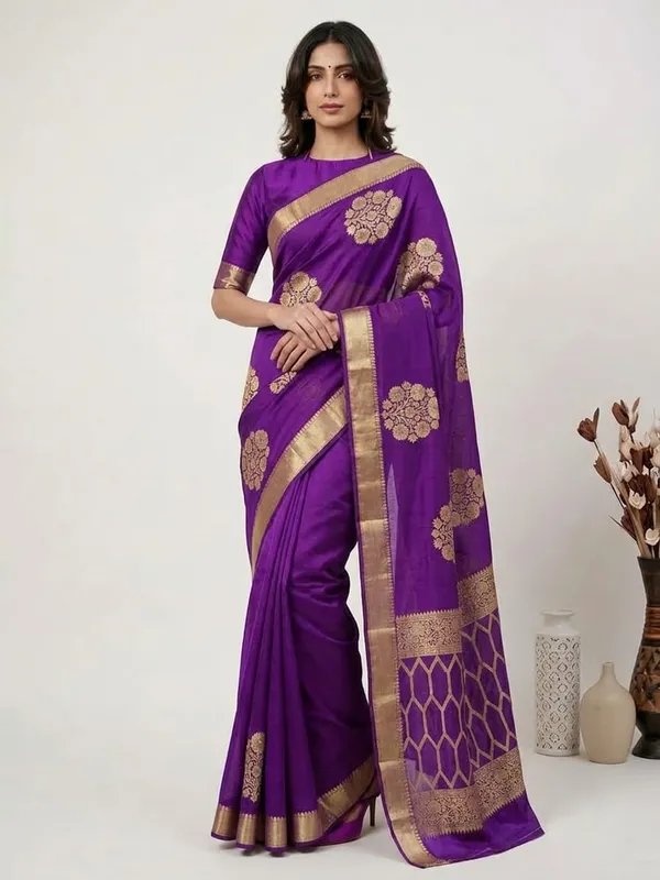 Purple_Kora_Organza_Zari_Work_Designer_Banarasi_Saree_For_Women