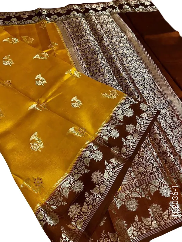 Yellow_Woven_Floral_Border_Cotton_Silk_Saree