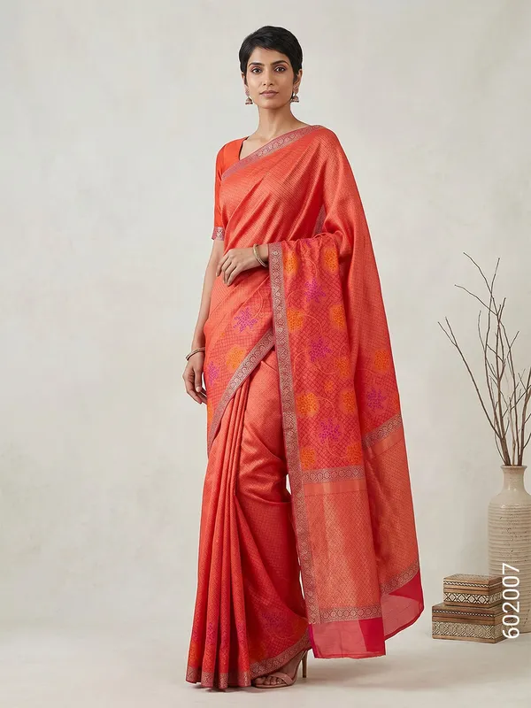 Coral_Woven_Patterned_Cotton_Silk_Saree