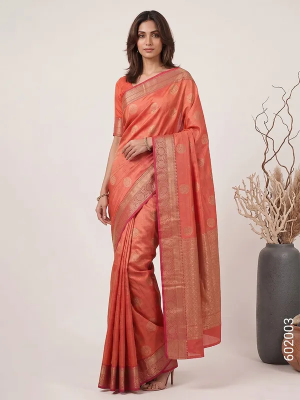 Coral_Woven_Cotton_Silk_Saree