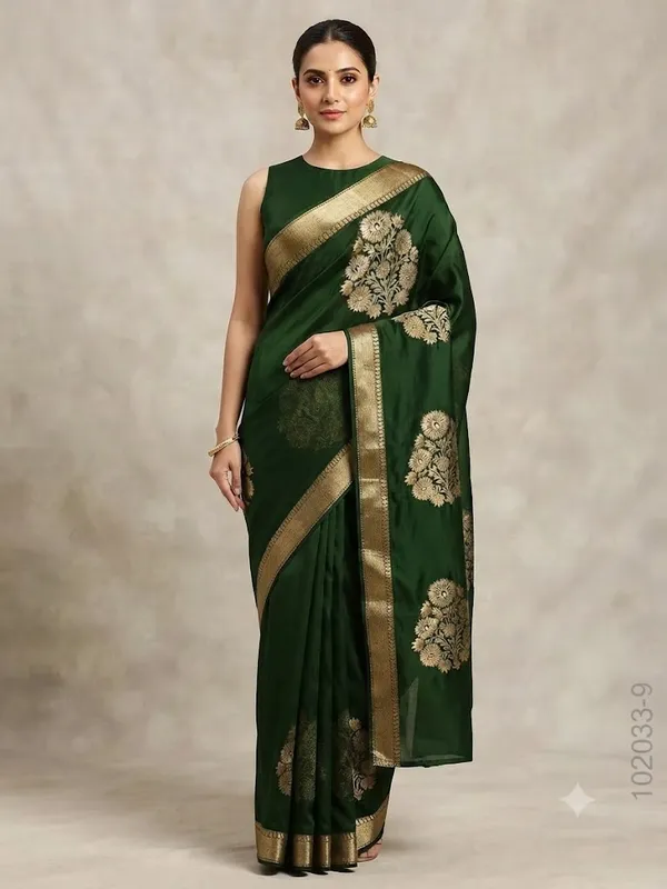 Green_Kora_Organza_Zari_Work_Designer_Banarasi_Saree_For_Women