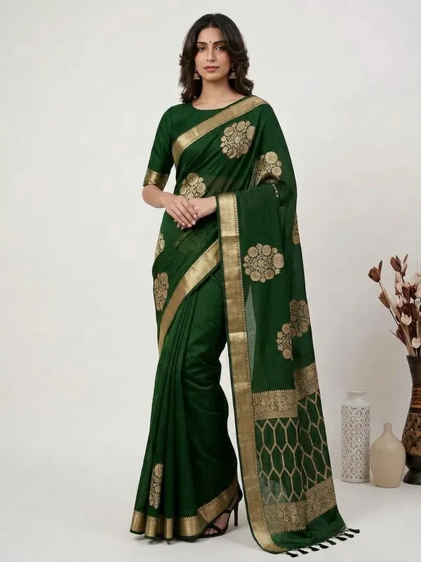 Green_Kora_Organza_Zari_Work_Designer_Banarasi_Saree_For_Women