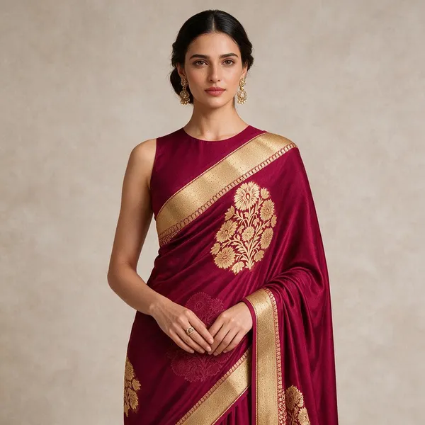 Magenta_Kora_Organza_Zari_Work_Designer_Banarasi_Saree_For_Women