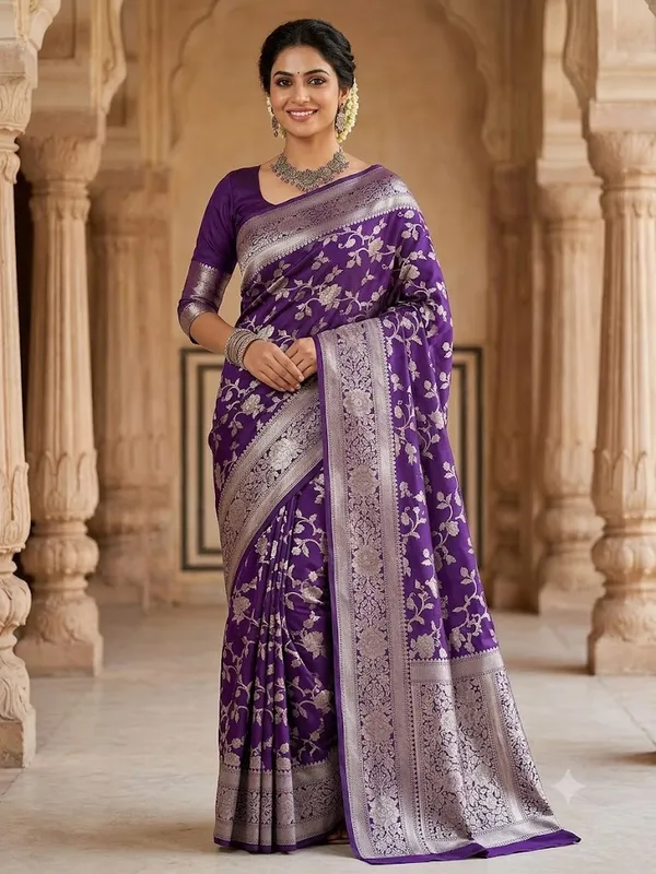 Purple_Katan_Silk_Zari_Work_Banarasi_Saree_For_Women