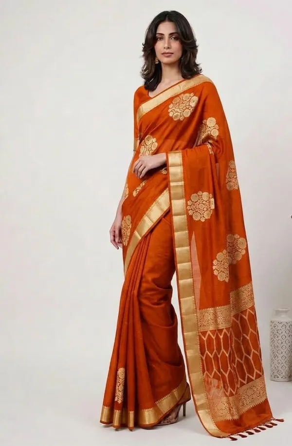 Orange_Kora_Organza_Zari_Work_Banarasi_Saree_For_Women