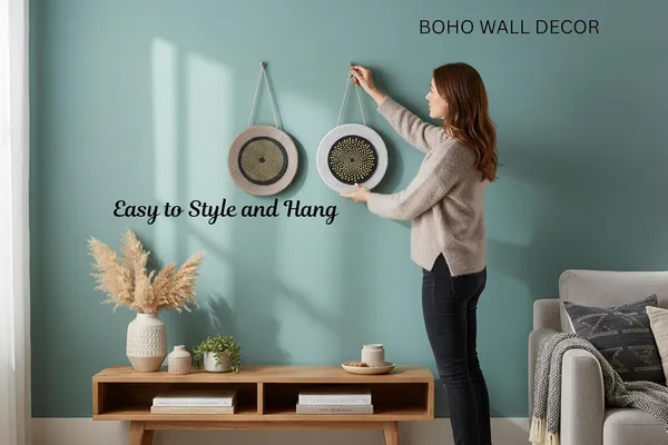 VOGUISH_Wall_decor_items_for_living_room_||_Wall_Plates_Set_of_2_||_Wall_Decor,_12_Inches,_Boho,_Wood_Hanging_Decorations_for_Living_Room,_Bedroom,_Office,_|_Wall_art_for_bedroom