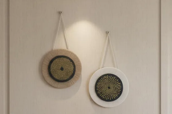 VOGUISH_Wall_decor_items_for_living_room_||_Wall_Plates_Set_of_2_||_Wall_Decor,_12_Inches,_Boho,_Wood_Hanging_Decorations_for_Living_Room,_Bedroom,_Office,_|_Wall_art_for_bedroom