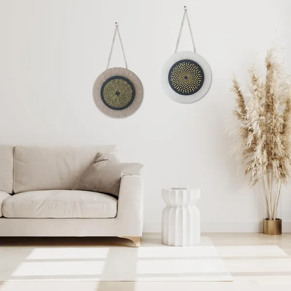 VOGUISH_Wall_decor_items_for_living_room_||_Wall_Plates_Set_of_2_||_Wall_Decor,_12_Inches,_Boho,_Wood_Hanging_Decorations_for_Living_Room,_Bedroom,_Office,_|_Wall_art_for_bedroom