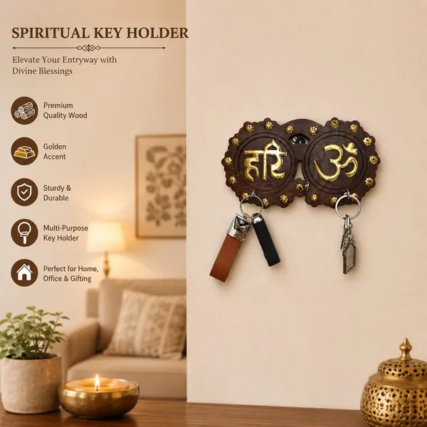 Wall_Mounted_Wooden_Key_Holder_Wth_Om_And_Hari_Symbols