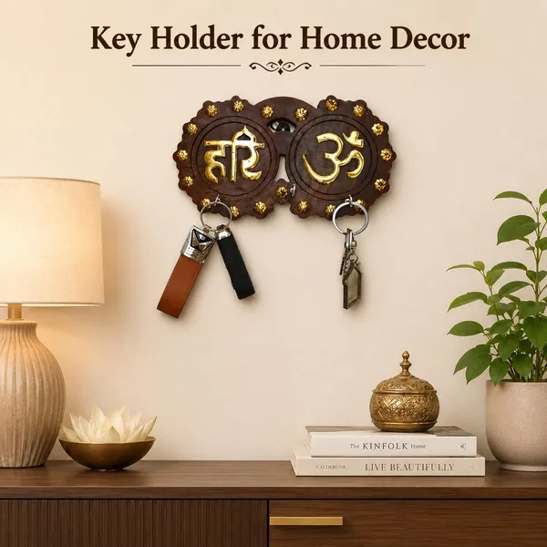 Wall_Mounted_Wooden_Key_Holder_Wth_Om_And_Hari_Symbols