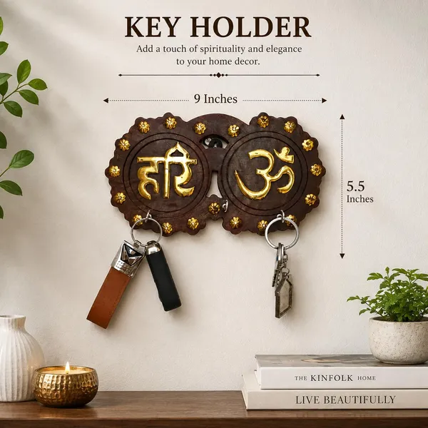 Wall_Mounted_Wooden_Key_Holder_Wth_Om_And_Hari_Symbols