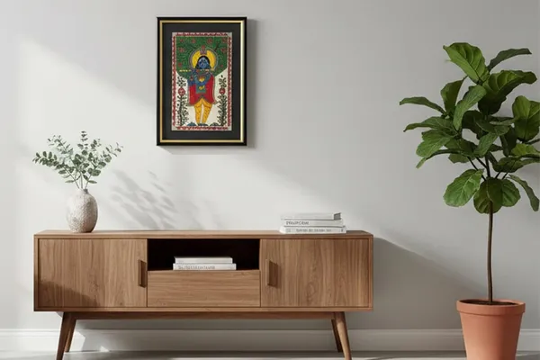 Madhubani_Krishna_Art_Framed_Painting_For_Home,_Office,_Hotel,Shop_Etc.