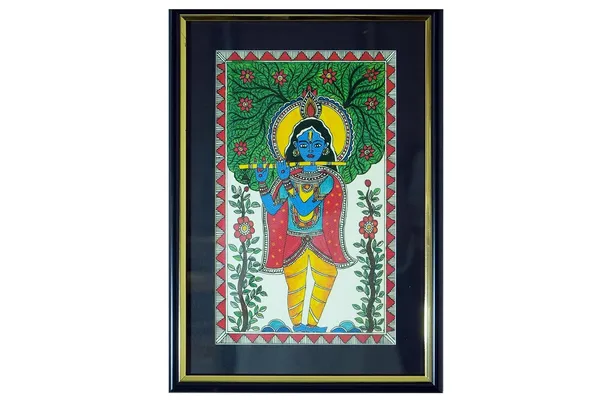 Madhubani_Krishna_Art_Framed_Painting_For_Home,_Office,_Hotel,Shop_Etc.