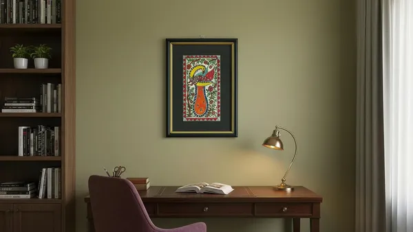 Peacock_Madhubani_Art_Framed_Painting_For_Home,_Office,_Hotel,Shop_etc._|_Madhubani_Wall_Art_for_Lovers_of_Paintings_Beautiful_Peacock_Handmade_Wall_Painting
