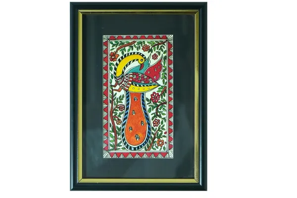 Peacock_Madhubani_Art_Framed_Painting_For_Home,_Office,_Hotel,Shop_etc._|_Madhubani_Wall_Art_for_Lovers_of_Paintings_Beautiful_Peacock_Handmade_Wall_Painting