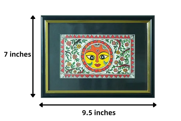 Madhubani_Painting_Framed_Wall_Plates_depictin_Sun_Goddess_and_Vastu_Peacock_for_Home_Positivity_||_Set_Of_2