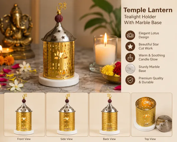 Brass_Finish_Temple_Lantern_Tealight_Holder_With_Marble_Base_and_Rudraksh