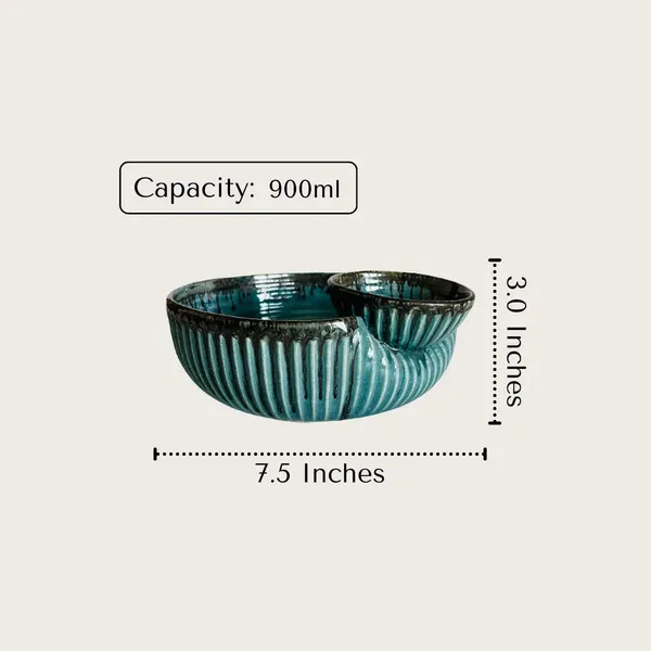 Ocean_Ridge_900ml_Ceramic__Chip_and_Dip_Bowl_|_Glossy_Blue_Wave_Ribbed_Serving_Bowl