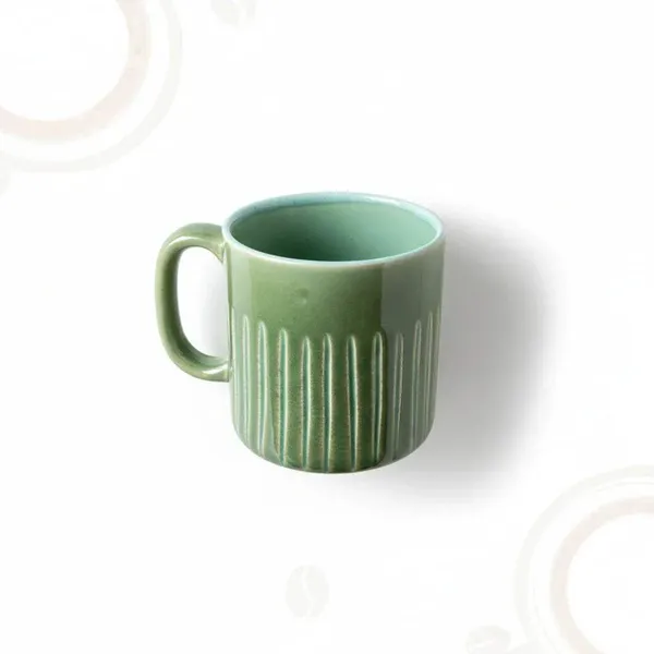Cacti_Rib_Ceramic_Coffee_&_Tea_Mug_?_Olive_Green_Stoneware_Cup_(320ml)