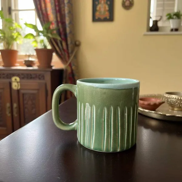 Cacti_Rib_Ceramic_Coffee_&_Tea_Mug_?_Olive_Green_Stoneware_Cup_(320ml)