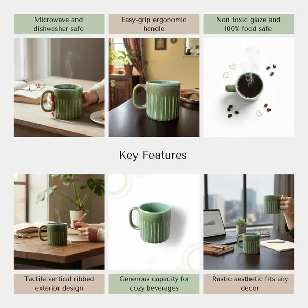 Cacti_Rib_Ceramic_Coffee_&_Tea_Mug_?_Olive_Green_Stoneware_Cup_(320ml)