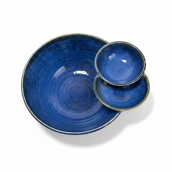 Navy_Ridge_Stoneware_Chip_&_Double_Dip_Bowl_(900ml)_|_Navy_Blue_Serving_Bowl_for_Salad,_Chips_&_Dips