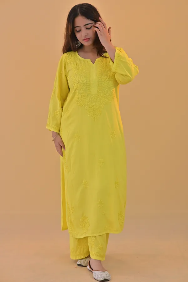 Yellow_Embroidered_Straight_Kurta_Set_For_Women