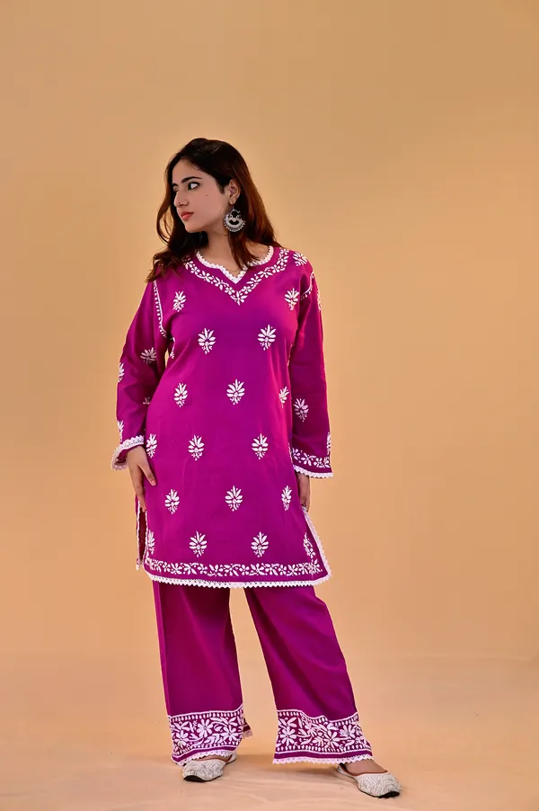 Magenta_Cotton_Straight_Kurta_Palazzo_Set_For_Women