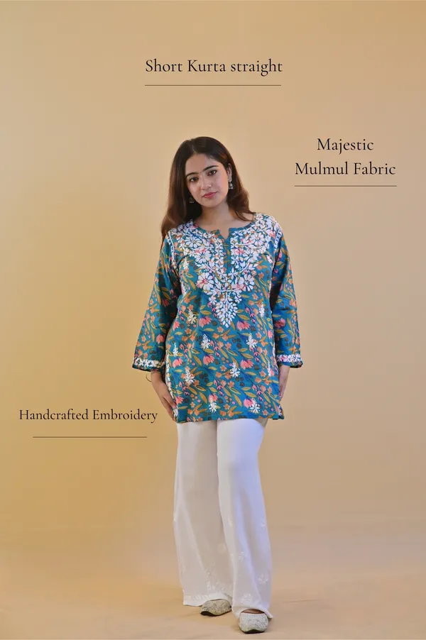 Blue_Mulmul_Straight_Kurta_For_Women