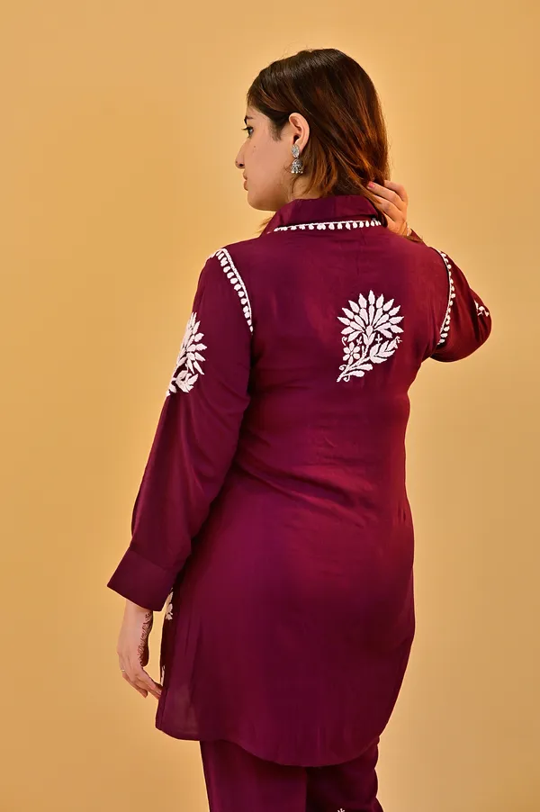 Maroon_Rayon_Embroidered_Co_Ord_Set_For_Women