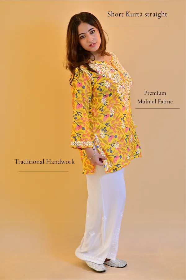 Yellow_Mulmul_Straight_Kurta_For_Women