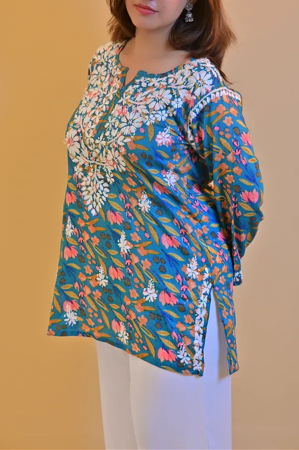 Blue_Mulmul_Straight_Kurta_For_Women