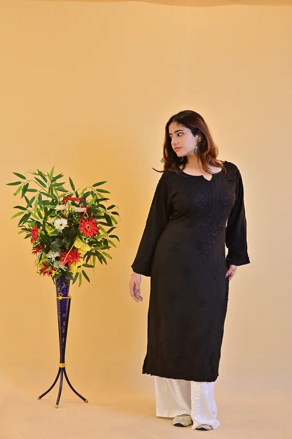 Black_Rayon_Straight_Kurta_For_Women