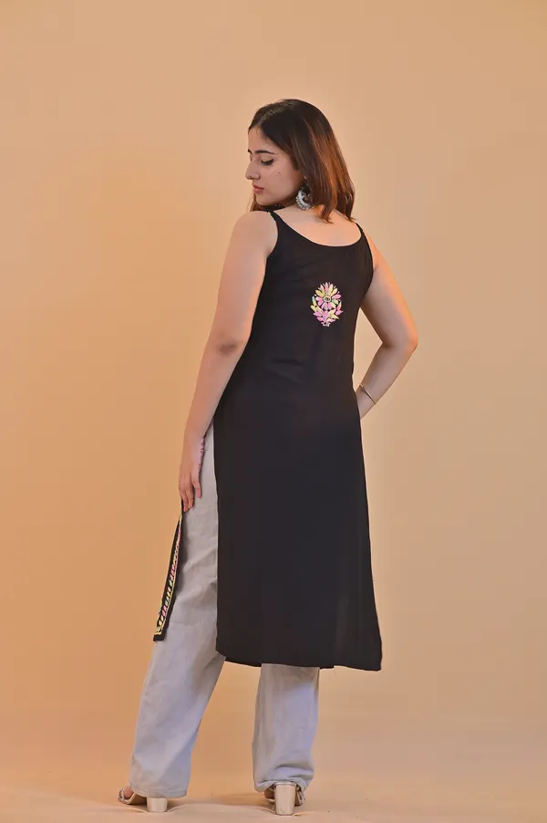 Black_Rayon_Straight_Kurti_For_Women