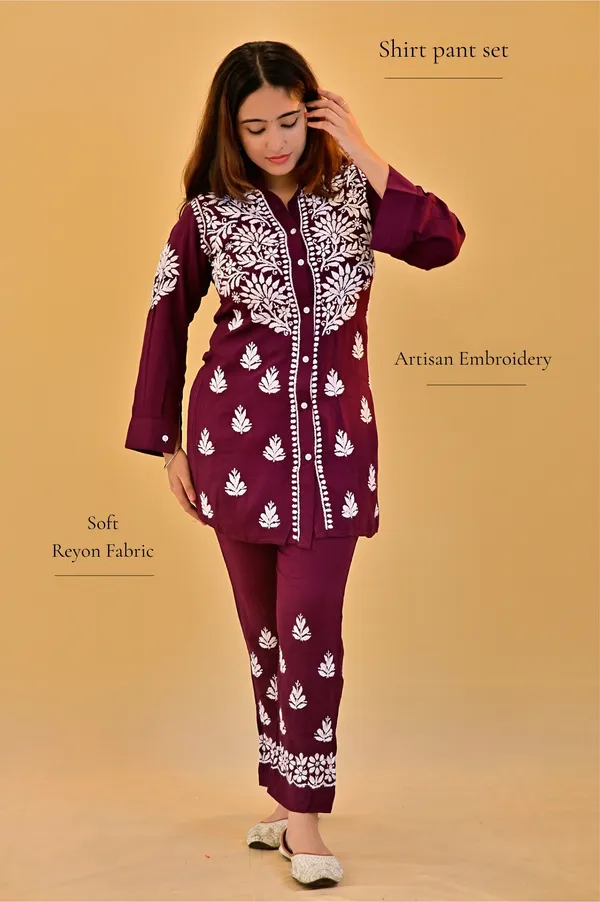 Maroon_Rayon_Embroidered_Co_Ord_Set_For_Women