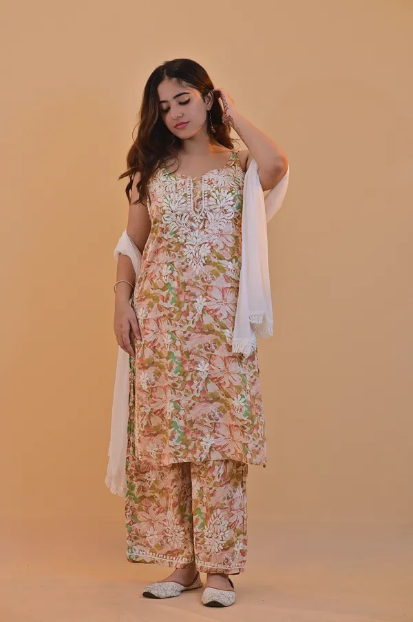 Multicolour_Floral_Print_Kurta_Set_For_Women