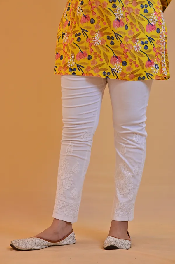 White_Embroidered_Slim_Fit_Pant_For_Women