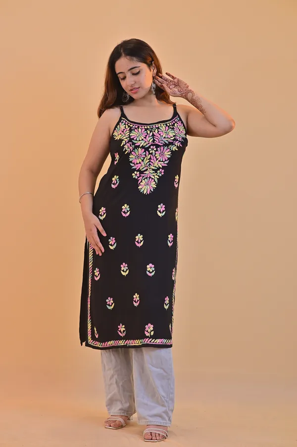 Black_Rayon_Straight_Kurti_For_Women