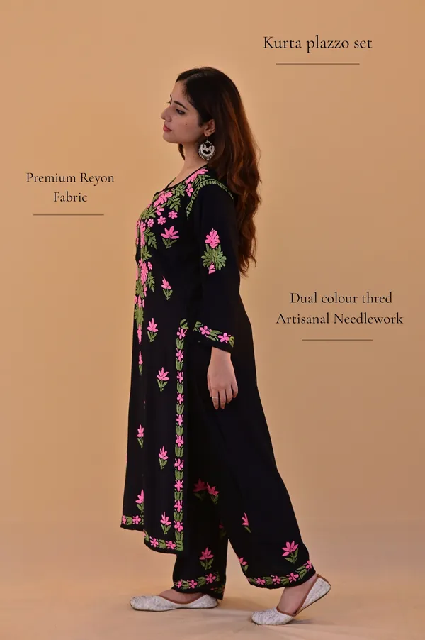 Black_Rayon_Floral_Embroidered_Kurta_Palazzo_Set_For_Women
