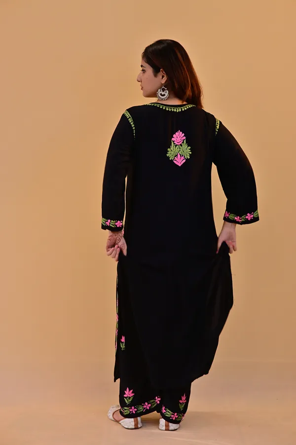 Black_Rayon_Floral_Embroidered_Kurta_Palazzo_Set_For_Women