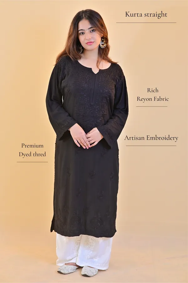 Black_Rayon_Straight_Kurta_For_Women
