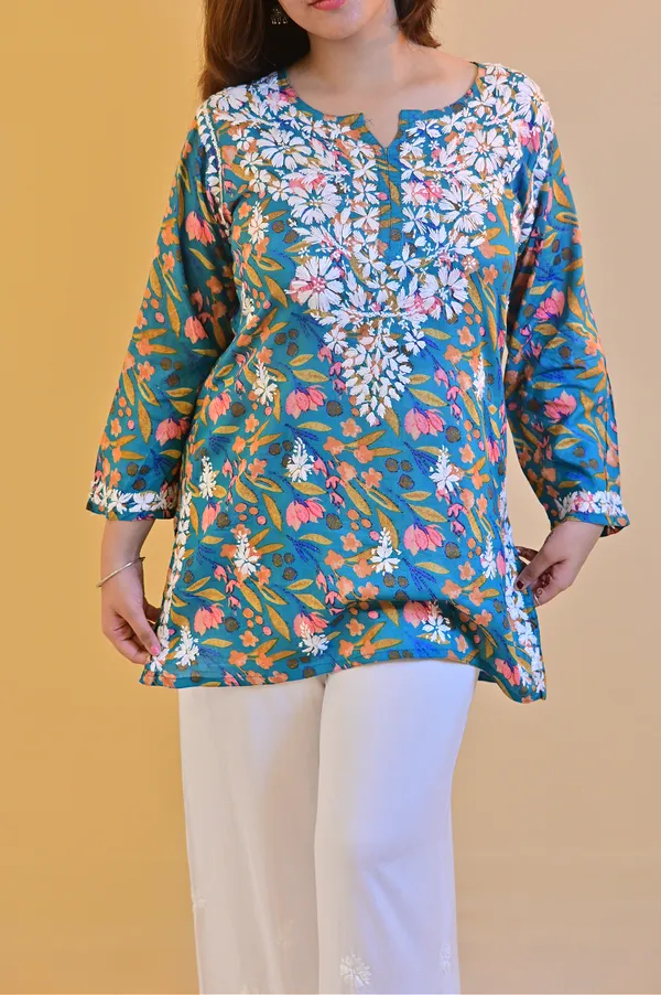 Blue_Mulmul_Straight_Kurta_For_Women