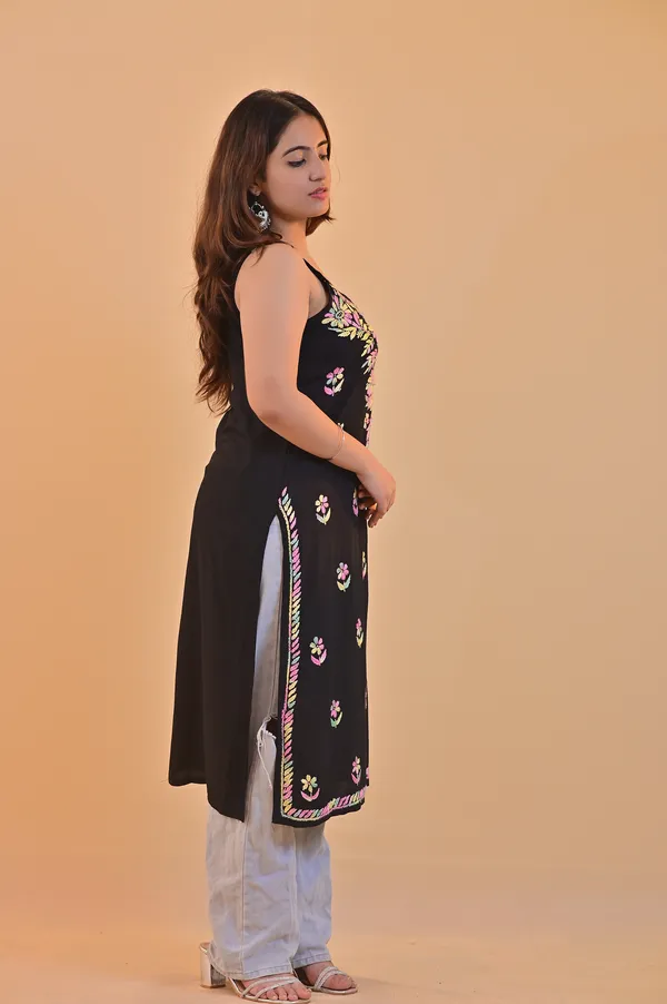 Black_Rayon_Straight_Kurti_For_Women