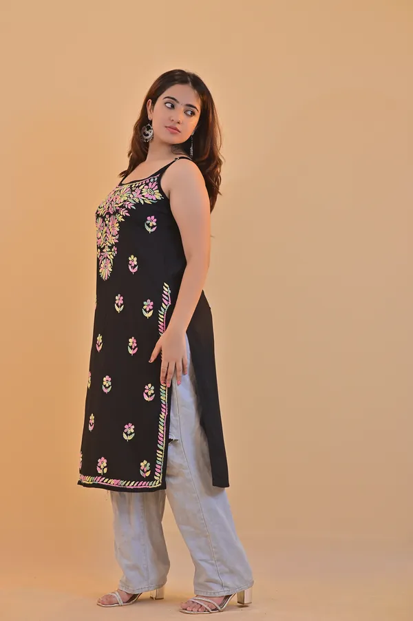 Black_Rayon_Straight_Kurti_For_Women
