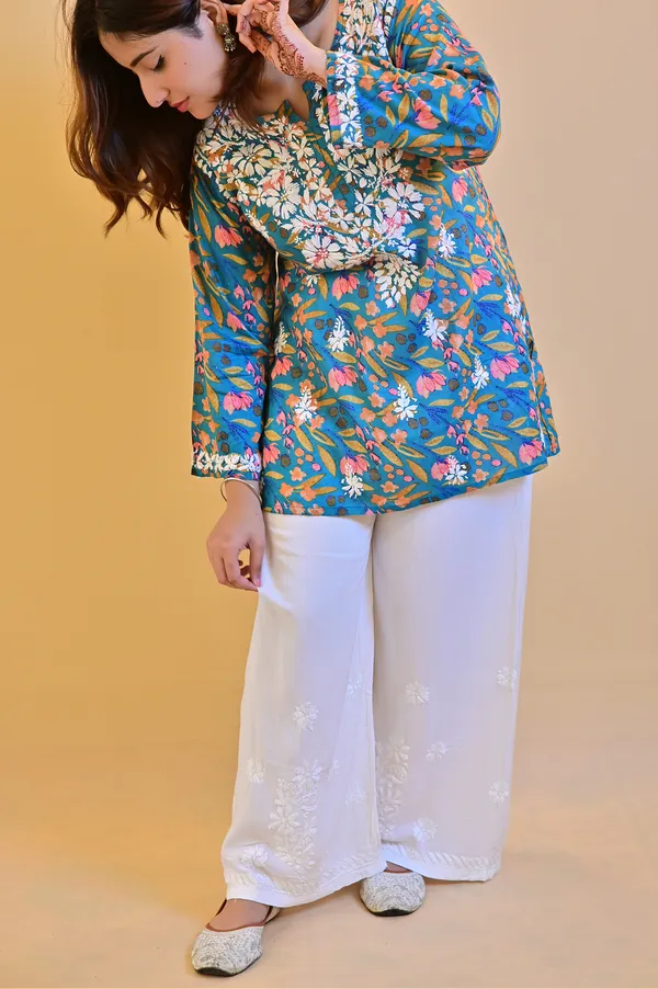 Blue_Mulmul_Straight_Kurta_For_Women