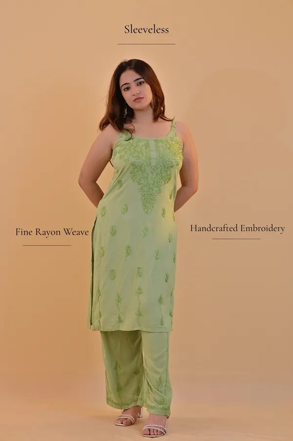 Green_Rayon_Sleeveless_Embroidered_Kurta_Set_For_Women