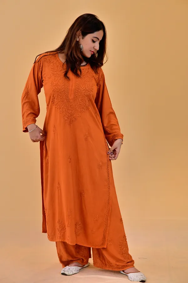 Orange_Rayon_Straight_Kurta_Palazzo_Set_For_Women
