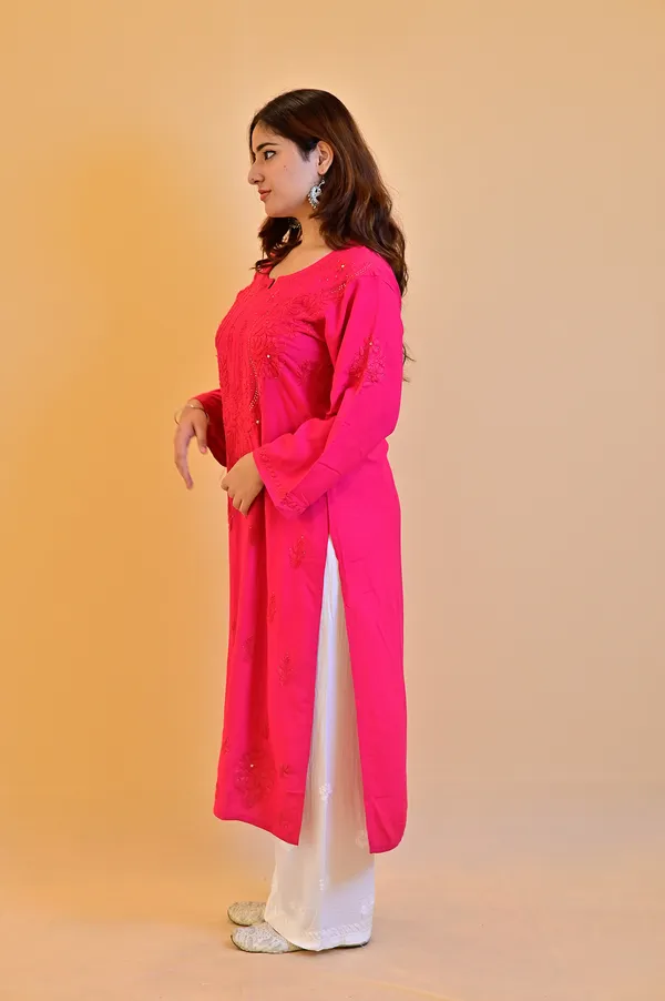 Pink_Rayon_Straight_Kurta_For_Women